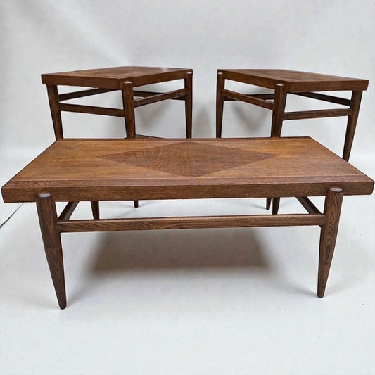 Refinished 1955 Walnut Lane Altavista Mid-Century Modern 3-Piece Table Set