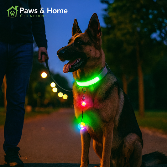 USB Rechargeable LED Pet Collar – Glowing Night Safety Collar with Pendant for Dogs