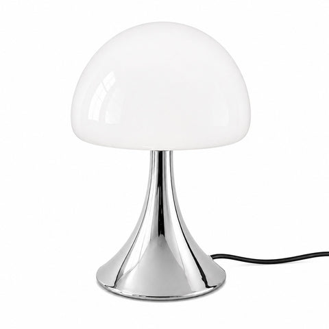 Retro Bauhaus Mushroom Table Lamp Chrome Base White/Beige Glass LED/MCM Style