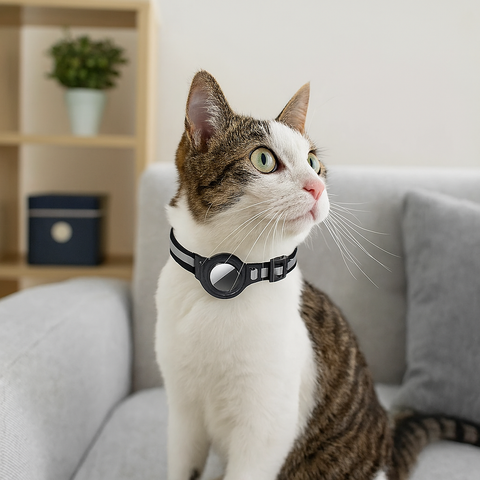 Reflective Breakaway Cat Collar with AirTag Holder – Waterproof, Adjustable, Lightweight & Includes Bell