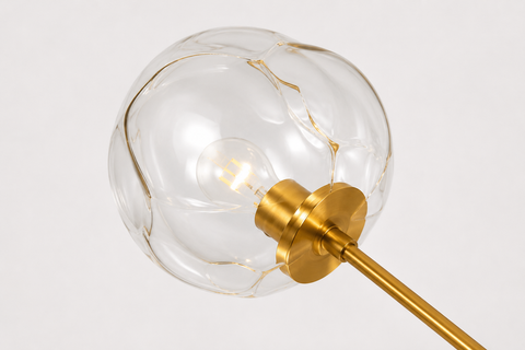 Modern Gold Chandelier 9 Light Glass Globe Magic Bean Molecular Ceiling Fixture 43"