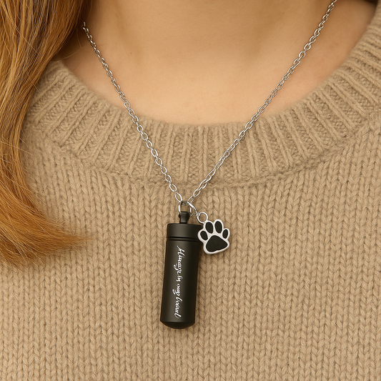 Pet Memorial Cremation Necklace for Dog & Cat Ashes