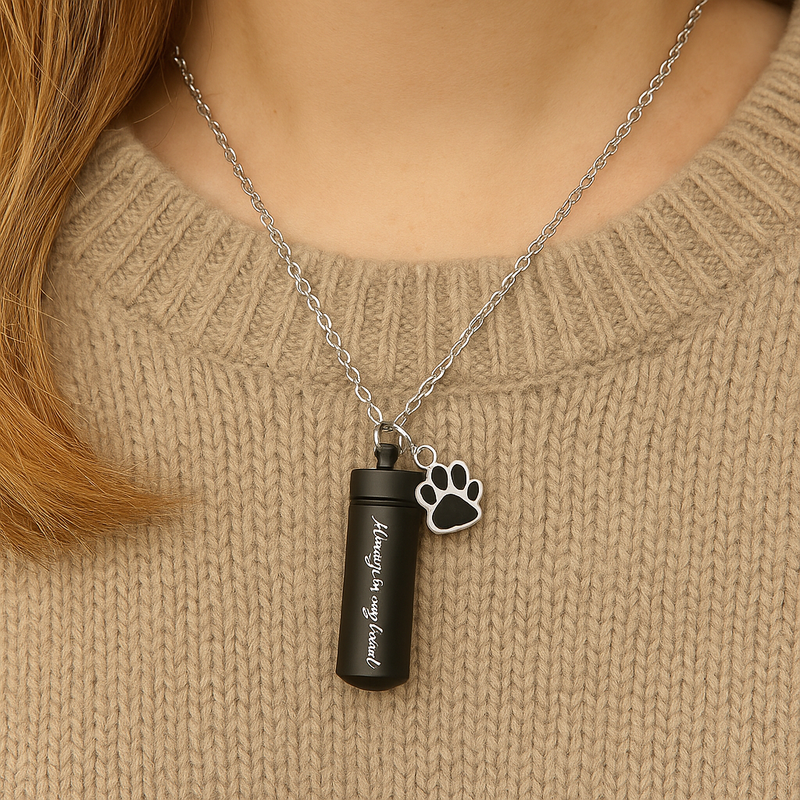 Pet Memorial Cremation Necklace for Dog & Cat Ashes