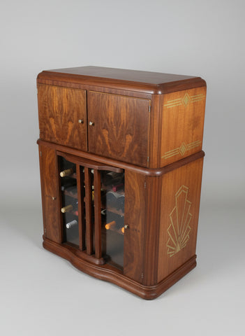 1940'S Art Deco Zenith Radio Console Repurposed into Custom Dry/Wine Bar with Soundbar