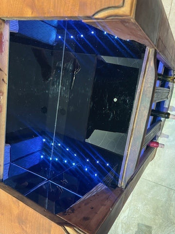 1940s Silvertone Radio Dry Bar – Upcycled Art Deco Cabinet w/ LED & Storage
