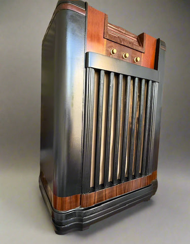 Upcycled 1940s Philco Radio Cabinet with Bluetooth, Record Player & Storage/LED