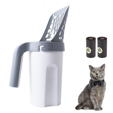 Cat Litter Shovel – Self-Cleaning, High-Capacity Scoop with Built-In Waste Bag Holder