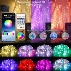 Smart Christmas LED Lights - Bluetooth App & Remote Controlled, USB Powered