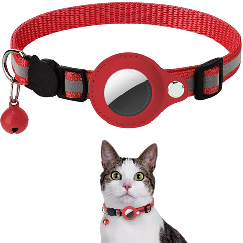 Reflective Breakaway Cat Collar with AirTag Holder – Waterproof, Adjustable, Lightweight & Includes Bell