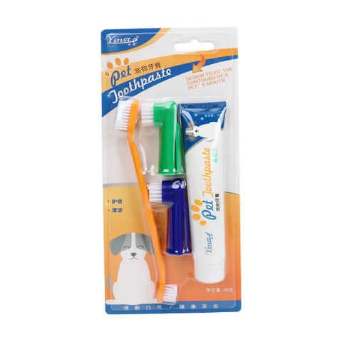 Dog Dental Care Kit – Toothbrush & Natural Banana-Flavored Toothpaste, Reduces Plaque & Tartar