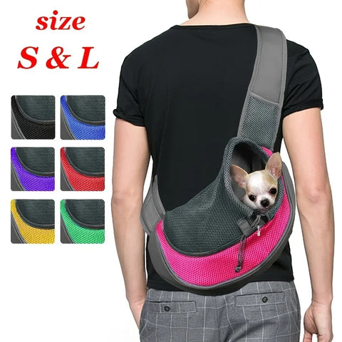 Dog Sling Carrier Backpack – Breathable Mesh Travel Crossbody Bag for Small Dogs & Cats