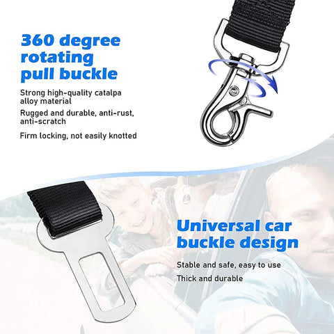 Adjustable Pet Car Safety Seat Belt – Elastic Shock-Absorbing Travel Restraint for Dogs & Cats