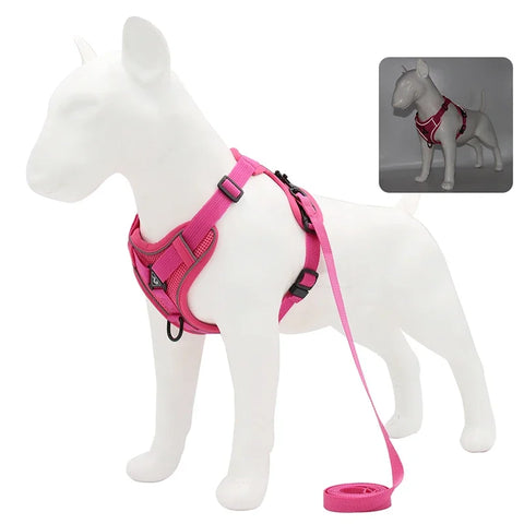 No-Pull Dog Harness & Leash Set – Adjustable Reflective Mesh Vest for Small & Medium Dogs and Cats