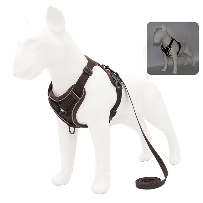 No-Pull Dog Harness & Leash Set – Adjustable Reflective Mesh Vest for Small & Medium Dogs and Cats