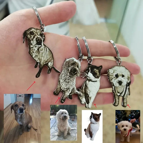 Custom Photo Pet Keychain – Realistic Dog & Cat Portrait Keyring, Personalized Gift for Pet Lovers