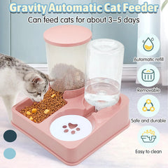 2-in-1 Automatic Cat Feeder & Water Dispenser – Gravity Food & Waterer Set for Cats & Small Dogs