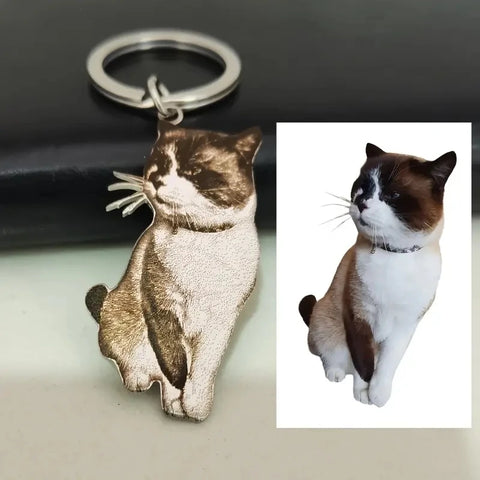 Custom Photo Pet Keychain – Realistic Dog & Cat Portrait Keyring, Personalized Gift for Pet Lovers