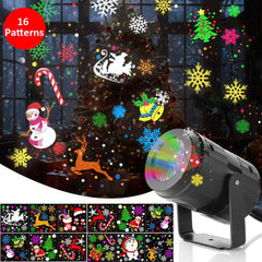 Christmas Projector Light – 16 Pattern LED Projection Lamp for Indoor & Outdoor Holiday Decor (USB Powered)