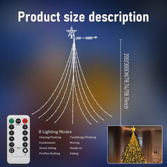 LED Outdoor Christmas Tree Waterfall Lights – USB Powered, 8 Modes, Waterproof (6.5 ft / 9.8 ft)