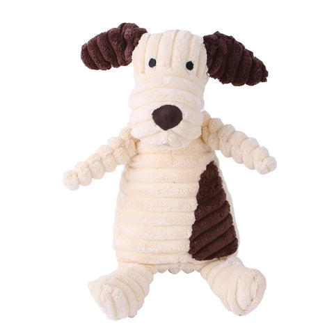 Plush Squeaky Dog Toy – Animal Shape Bite-Resistant Corduroy Chew & Fetch Toy for Dogs & Puppies