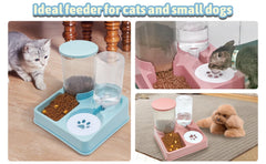 2-in-1 Automatic Cat Feeder & Water Dispenser – Gravity Food & Waterer Set for Cats & Small Dogs