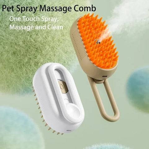 Steamy 3-in-1 Electric Pet Grooming Brush – Spa Day Meets Fur Care