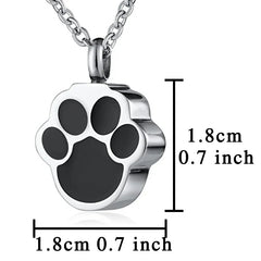 Pet Memorial Paw Print Cremation Necklace for Dogs & Cats