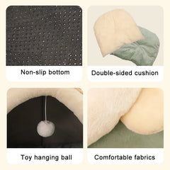Deep Sleep Cat Bed – Foldable Pet Cave with Removable Washable Cushion for Cats
