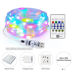 Smart Christmas LED Lights - Bluetooth App & Remote Controlled, USB Powered