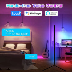 Leclstar 63" RGB Corner Floor Lamp – Smart LED Light with USB & Remote