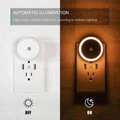 LED Smart Sensor Night Light – Plug-In, Auto On/Off, Soft Amber Glow