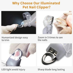 LED Pet Nail Clipper Scissors – Professional Cat & Dog Nail Trimmer with Safety Light