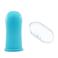 360° Silicone Pet Finger Toothbrush with Case – Gentle Dental Care for Dogs & Cats