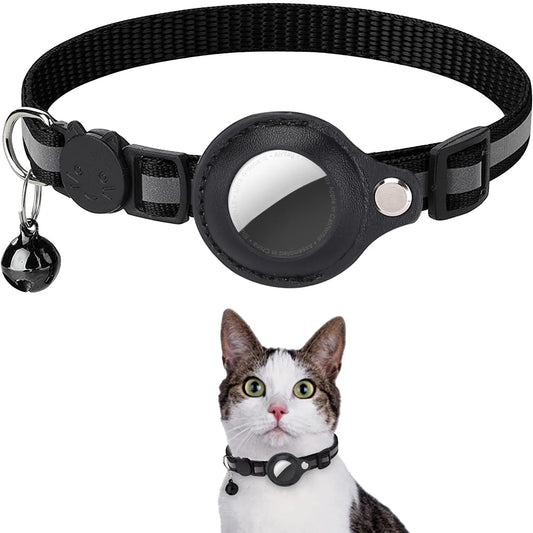 Reflective Breakaway Cat Collar with AirTag Holder – Waterproof, Adjustable, Lightweight & Includes Bell
