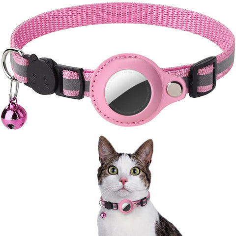 Reflective Breakaway Cat Collar with AirTag Holder – Waterproof, Adjustable, Lightweight & Includes Bell