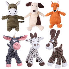 Plush Squeaky Dog Toy – Animal Shape Bite-Resistant Corduroy Chew & Fetch Toy for Dogs & Puppies
