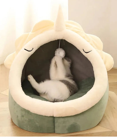 Deep Sleep Cat Bed – Foldable Pet Cave with Removable Washable Cushion for Cats