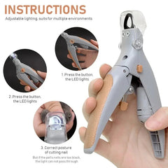 LED Pet Nail Clipper Scissors – Professional Cat & Dog Nail Trimmer with Safety Light