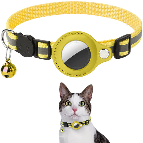Reflective Breakaway Cat Collar with AirTag Holder – Waterproof, Adjustable, Lightweight & Includes Bell