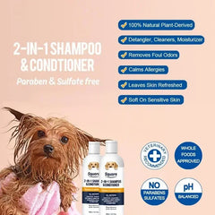 2-in-1 Dog Shampoo & Conditioner – Natural Botanical Formula, pH Balanced for Sensitive Skin