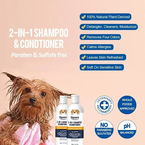 2-in-1 Dog Shampoo & Conditioner – Natural Botanical Formula, pH Balanced for Sensitive Skin