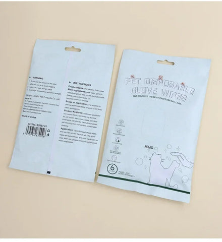 6PCS No-Rinse Disposable Pet Cleaning Glove Towels – Deodorizing Wet Wipes for Cats & Dogs