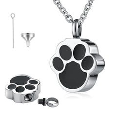 Pet Memorial Paw Print Cremation Necklace for Dogs & Cats