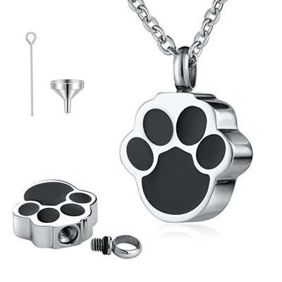 Pet Memorial Paw Print Cremation Necklace for Dogs & Cats