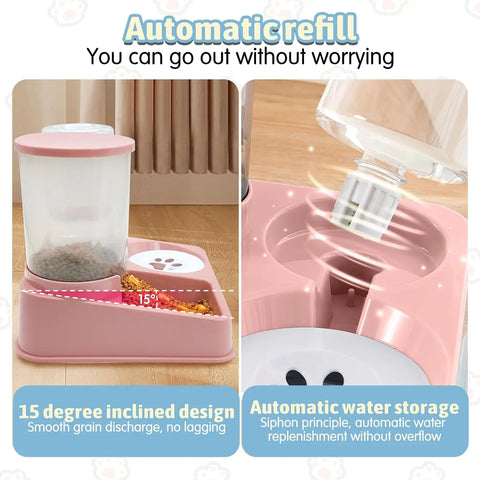2-in-1 Automatic Cat Feeder & Water Dispenser – Gravity Food & Waterer Set for Cats & Small Dogs