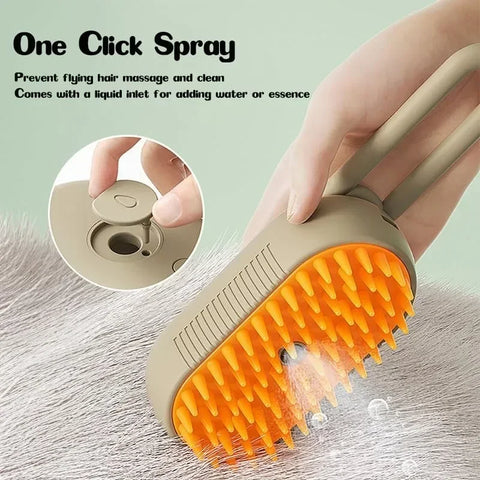 Steamy 3-in-1 Electric Pet Grooming Brush – Spa Day Meets Fur Care