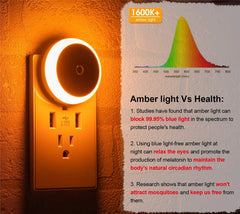 LED Smart Sensor Night Light – Plug-In, Auto On/Off, Soft Amber Glow