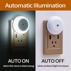 LED Smart Sensor Night Light – Plug-In, Auto On/Off, Soft Amber Glow