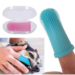 360° Silicone Pet Finger Toothbrush with Case – Gentle Dental Care for Dogs & Cats