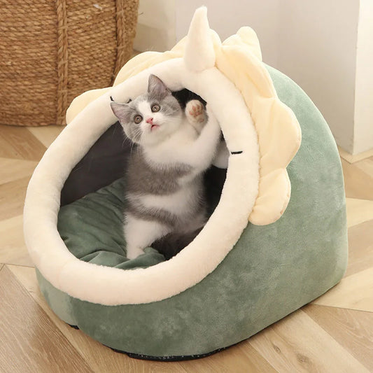 Deep Sleep Cat Bed – Foldable Pet Cave with Removable Washable Cushion for Cats